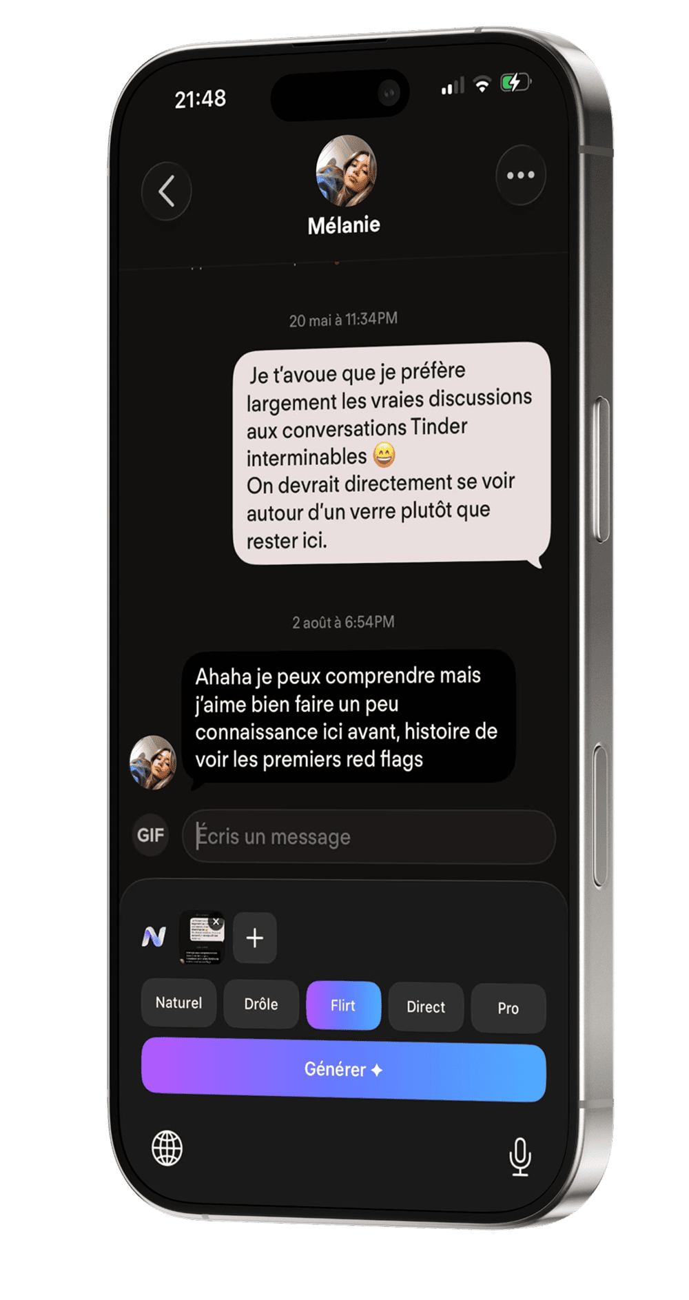 Niz utilisé dans une conversation